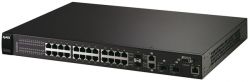 ES-3124F, ZyXEL Управляемый коммутатор L2+ с 24 SFP-слотами 100BASE-X и 4 SFP-слотами 1000BASE-X из которых 2 совмещены с портами Gigabit Ethernet