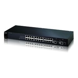 ES1100-24G, ZyXEL 24-портовый коммутатор Fast Ethernet с 2 портами Gigabit Ethernet совмещенными с SFP-слотами