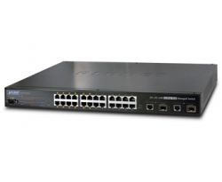 FGSW-2620PVM,SNMP Managed 24-Port 802.3af 10/100 PoE Ethernet Switch + 2-Port 1000Base-T/MiniGBIC