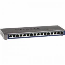 FS116E-100PES, NETGEAR 16-port 10/100 Mbps switch ProSafe Plus with external power supply and Green features, managed via GUI