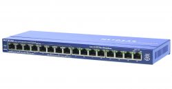FS116PEU, NETGEAR 16-port 10/100 Mbps (8 ports supports PoE) switch with external power supply, PoE budget up to 55W