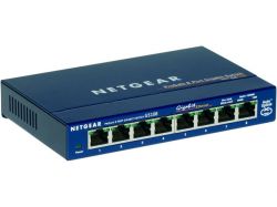 GS108GE, NETGEAR 8-port 10/100/1000 Mbps switch with external power supply and Green features