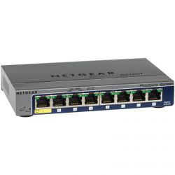 GS108T-200GES, NETGEAR Managed Smart-switch with 8GE ports with external power supply and Green features, can act as PD