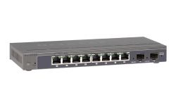 GS110T-100GES, NETGEAR Managed Smart-switch with 8GE+2SFP ports with external power supply and Green features