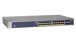 GSM7224P-100NES, NETGEAR Managed L2 switch with CLI and 20GE+4SFP(Combo) ports (24 PoE+ ports) with static routing and MVR, PoE budget up to 380W (720W with RPS)