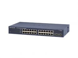 JGS524F-100EUS, NETGEAR 24-port 10/100/1000 Mbps switch with internal power supply with 2 SFP ports (for rack-mount)