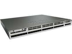 WS-C3850-24S-E, Коммутатор Cisco WS-C3850-24S-E= Cisco Catalyst WS-C3850-24S-E Switch Layer 3 - 24x10/100/1000 SPF Fibric ports - IP service - wireless controller - managed- stackable