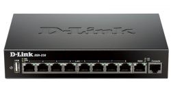 DSR-250/A1A, SOHO Router/Firewall 1-port 10/100/1000Base-TX WAN, 8-ports 10/100/1000Base-TX LAN, 1-port USB 2.0 with Share Port, Firewall throughput 45Mbps