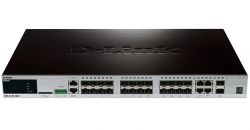 DGS-3420-26SC/A1A, D-Link 24-ports SFP with 4 Combo ports 10/100/1000Base-T/SFP and 2-ports SFP+ L2+ Stackable Management Switch, 19”