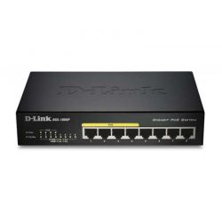 DGS-1008P/B1A, D-Link 8 x 10/100/1000 Mbps Ethernet ports (Ports 1-4 are PoE ports, Ports 5-8 are non-PoE ports), Unmanaged Gigabit Switch