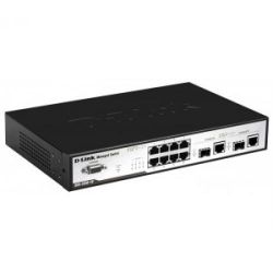 DGS-1210-10P/A2A, D-Link 8 10/100/1000Base-T PoE ports and 2 combo 1000Base-T/MiniGBIC (SFP) ports Gigabit Smart III Switch