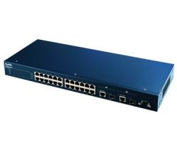 ES-2024 EE, ZyXEL 24-портовый управляемый коммутатор Fast Ethernet с 2 портами Gigabit Ethernet совмещенными с SFP-слотами