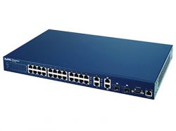 ES-3124PWR, ZyXEL 24-портовый управляемый PoE-коммутатор L2+ Fast Ethernet с 4 портами Gigabit Ethernet из которых 2 совмещены с SFP-слотами