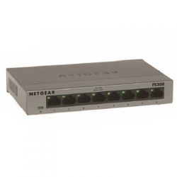 FS308-100PES, NETGEAR 8-port 10/100 Mbps switch with external power supply,metallic case