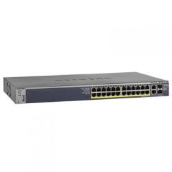 FSM7226P-100NES, NETGEAR Managed L2 switch with CLI and 24GE+2 SFP Combo ports (including 24 PoE) with static routing,MVR, PoE,RPS support budget up to 380W