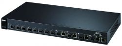 GS-4012F, ZyXEL 12-портовый коммутатор L3+ Gigabit Ethernet с 12 SFP-слотами из которых 4 совмещены с разъемами RJ-45