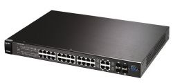 GS2200-24, ZyXEL 24-портовый управляемый коммутатор Gigabit Ethernet с 4 SFP-слотами совмещенными с разъемами RJ-45