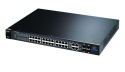 GS2200-24P, ZyXEL 24-портовый управляемый PoE-коммутатор Gigabit Ethernet с 4 SFP-слотами совмещенными с разъемами RJ-45