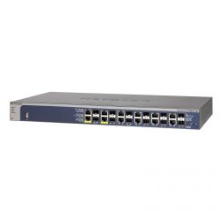 GSM7212F-100NES, NETGEAR Managed L2 switch with CLI and 12SFP(Combo) ports (including 4 PoE+ ports) with static routing and MVR, PoE budget up to 150W