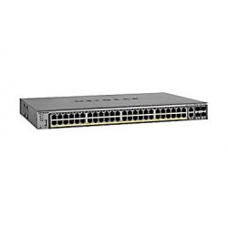 GSM7248P-100NES, NETGEAR Managed L2 switch with CLI and 44GE+4 SFP Combo ports+2 allocated GE (including 48 PoE+) with static routing,MVR, PoE,RPS/EPS support budget up to 380W (up to 1440W via EPS)