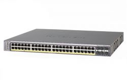 GSM7252PS-100EUS, NETGEAR Managed L2 switch with CLI, 44GE+4SFP(Combo)+2xSFP+(10G) ports (including 40GE PoE and 8GE PoE+ ports) and 2 slots for 10GE modules, stackable, with optional L3 feature set update, PoE budget
