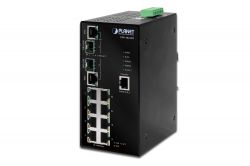 ISW-1022MT,IP30  SNMP 8-Port/TP + 2-Port Gigabit Combo Industrial Ethernet Switch (-40 to 75 degree C)