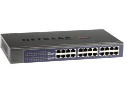JGS524E-100PES, NETGEAR 24-port 10/100/1000 Mbps ProSafe Plus switch with internal power supply and Green features, managed via GUI (for rack-mount)