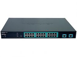 TPE-224WS, TRENDnet TPE-224WS Гигабитный коммутатор 2 уровня, с 24-мя PoE-портами 10/100 Мбит/с, четырьмя портами Gigabit Ethernet и двумя разъёмами Mini-GBIC, управляемый через web-интерфейс