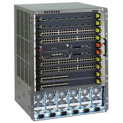XCM10SKT-10000S, NETGEAR Стартовый набор XCM8810, включет шасси XCM8810, управляющий модуль XCM88S1 с модулем расширения XCM888F, два модуля XCM8848T и два блока питания XCM88PS1