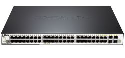 DGS-3120-48PC/A2AEI, D-Link 48-Port PoE Managed L2+: 44 10/100/1000BASE-T ports, 4 Combo 10/100/1000BASE-T/SFP, 2x10G CX4 for physical stacking