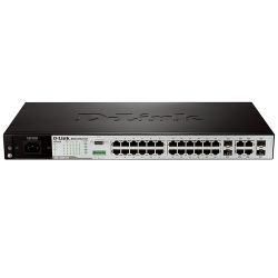 DES-3200-28F/A, D-Link 24-Port SFP (100Mbps) + 4 combo 1000BASE-T/SFP, L2 Management Switch, 19"